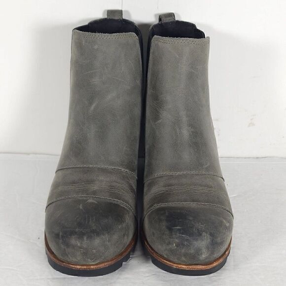Sorel Women's Lea US6 Wedge Waterproof Leather Gray Chelsea Ankle Booties Boots - Picture 5 of 12
